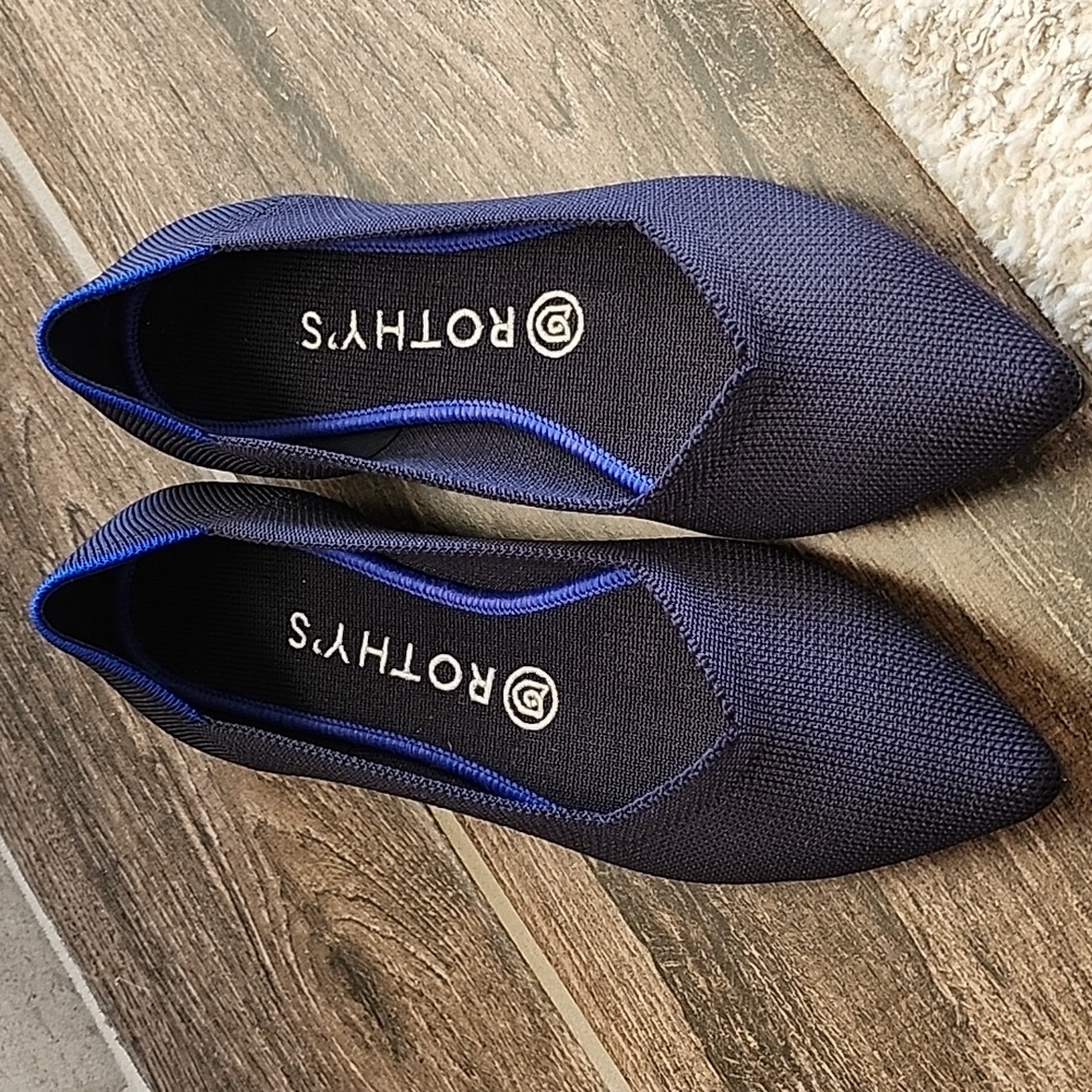 Rothys Navy Blue Point Flats